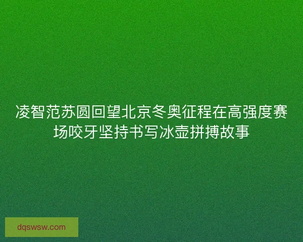 凌智范苏圆回望北京冬奥征程在高强度赛场咬牙坚持书写冰壶拼搏故事